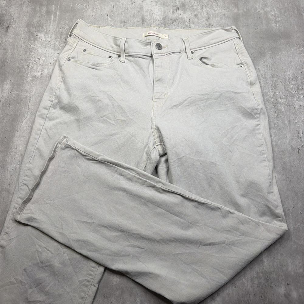 Levi's Tan 505 Jeans Straight Leg Fit Stretch Khaki Pants Womens 31 X 32 USA
